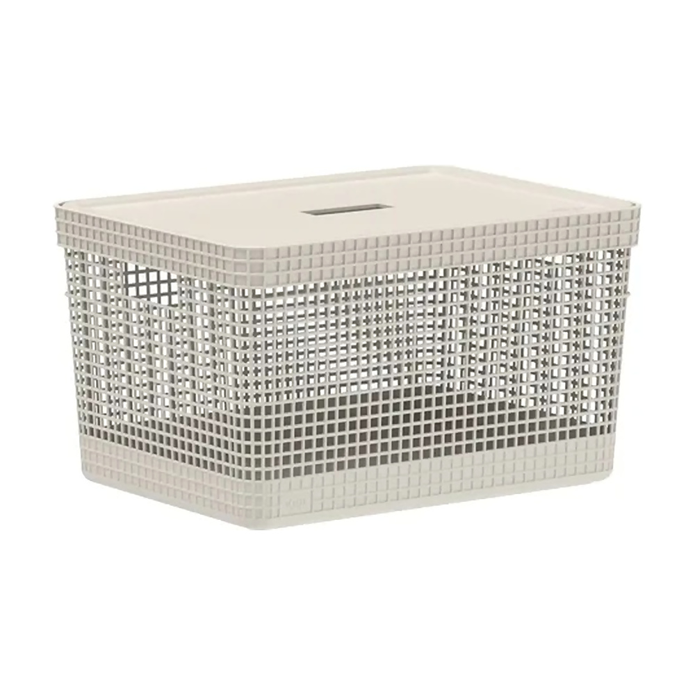 CESTA GRID CON TAPA 20L BEIGE  CG350BGF