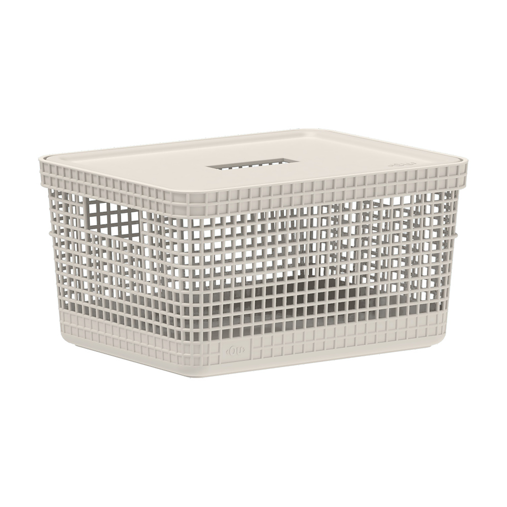 [186354] Cesta GRID c/ Tapa 8L OU - BEIGE  - CG250BGF