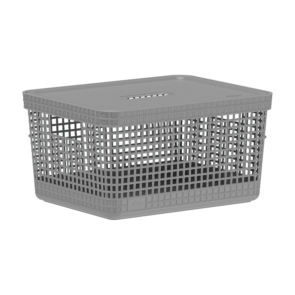 [186357] Cesta GRID c/Tapa 8L OU - GRIS  - CG250CHF