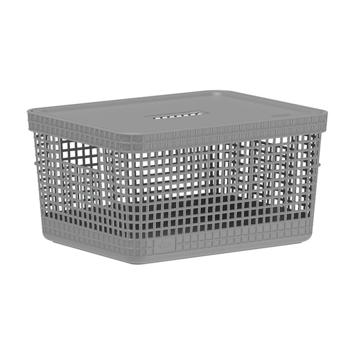 [186357] Cesta GRID c/Tapa 8L OU - GRIS  - CG250CHF