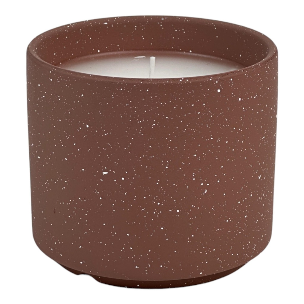 VELA MARRON C/ MOTAS BLANCAS 11x11x9CM 441-648482