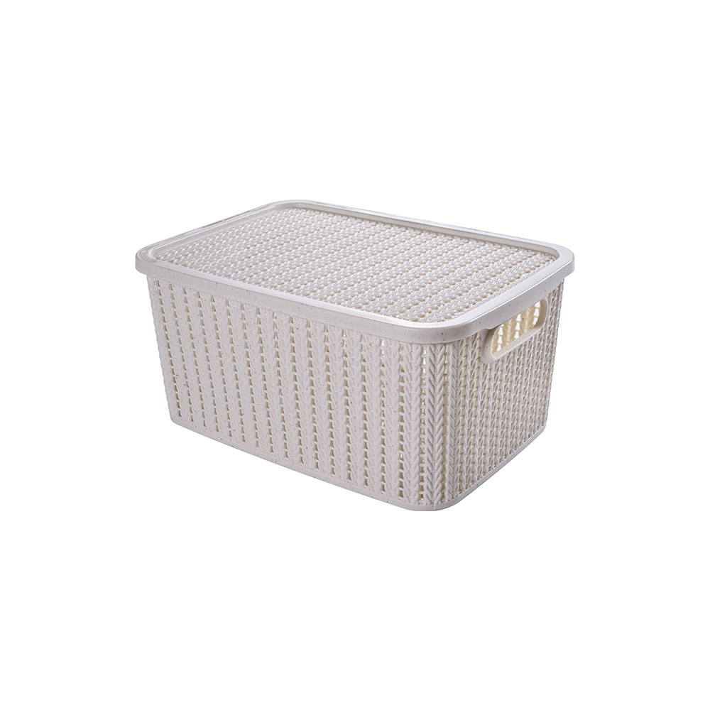 CAJA TRAMA CON TAPA 8L MÁRMOL BLANCO 236