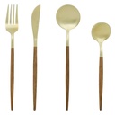 CUBIERTOS INOX 24P IDA MADERA/DORADO 203494