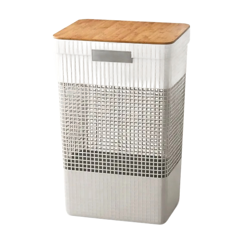 [268245] CESTA DE ROPAS GRID CON TAPA DE BAMBU CG455BGF