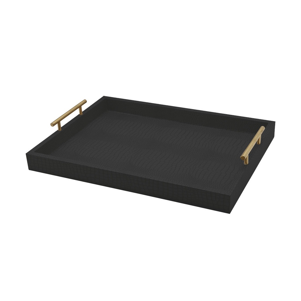 [206165] BANDEJA DECORATIVA C/ ASA DE METAL NEGRO 3330