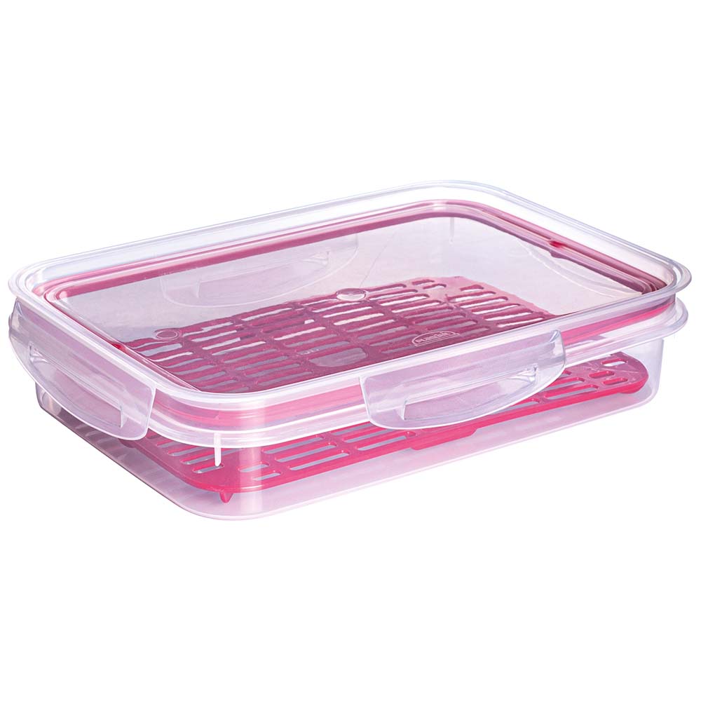 [234772] 14337 RECIPIENTE TRABA MAS C/ ESCURRIDOR 1,1L ROJO