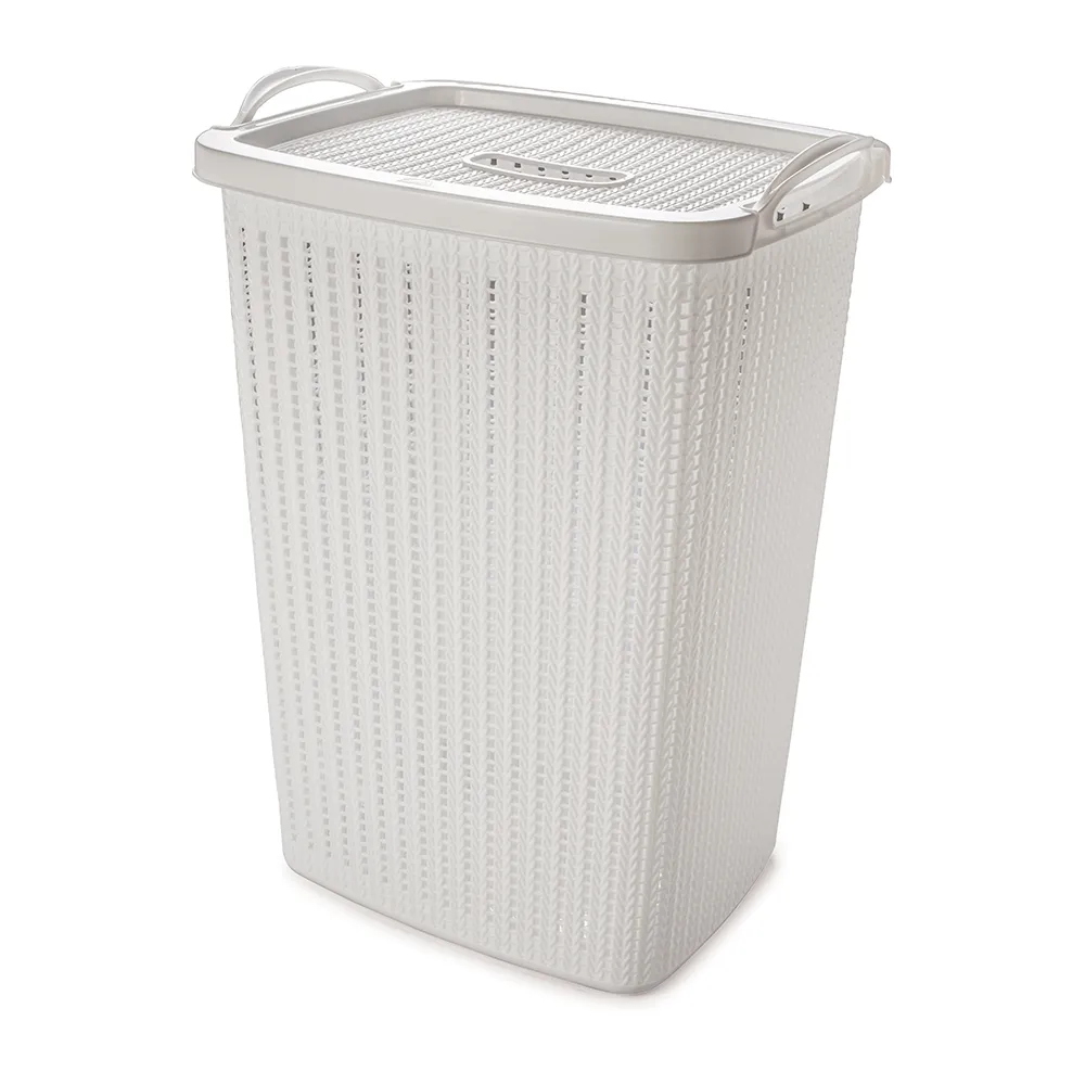 8653 CESTO TRAMA PARA ROPA 40L BLANCO