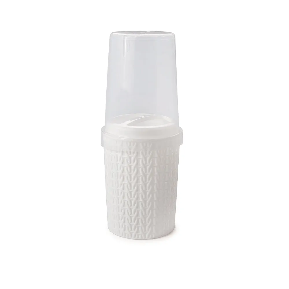 8827 PORTA CEPILLO TRAMA 400ML BLANCO