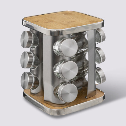 ESPECIERO GIRATORIO ACERO INOX Y BAMBU 189583