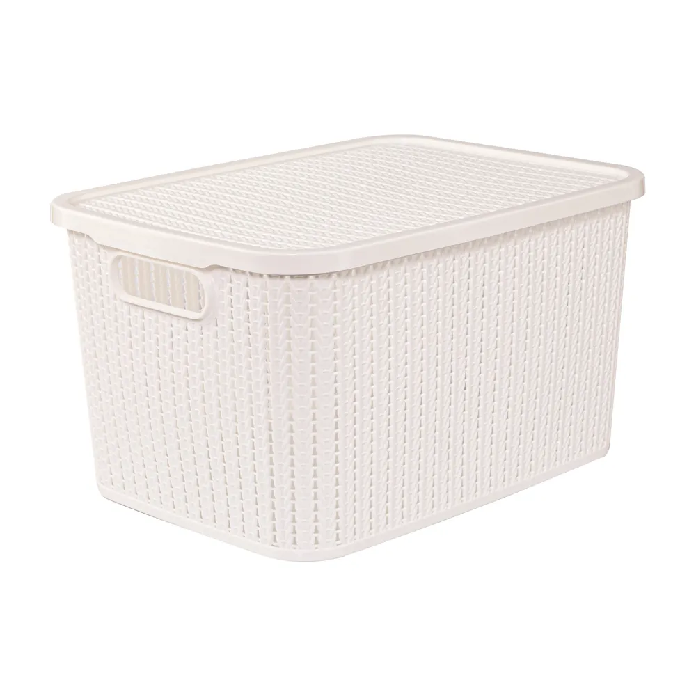 [250792] CAJA TRAMA CON TAPA 19L BLANCO 14515
