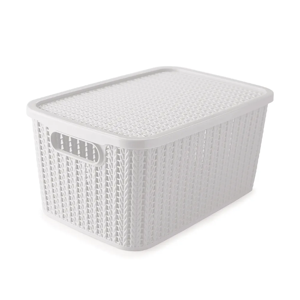 [250871] CAJA TRAMA CON TAPA 8L BLANCO 8648