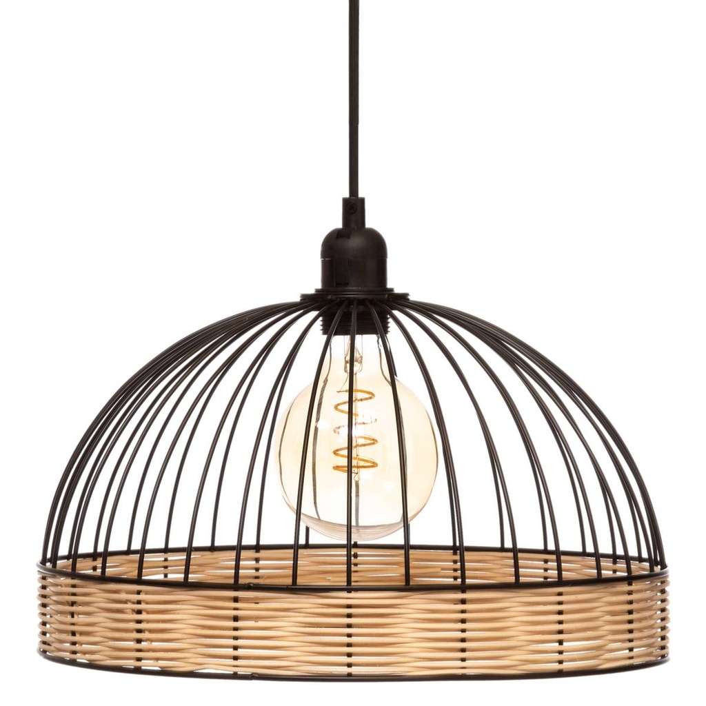 [252496] LAMPARA COLGANTE METAL NEGRO Y RATAN SUWA 173266