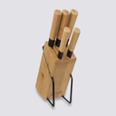 SET 5 CUCHILLOS + TIJERA EN BASE BAMBU 151357