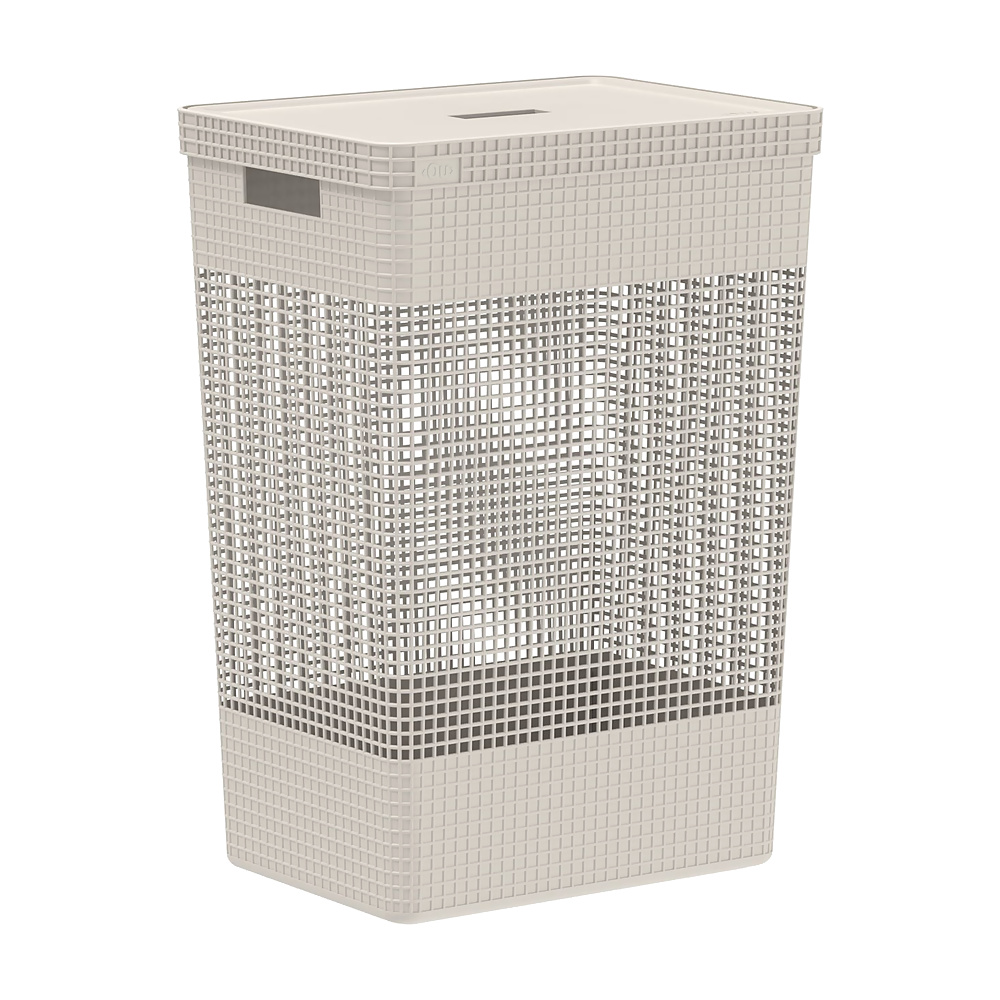CESTA DE ROPAS GRID CON TAPA 49L BEIGE CG450BGF
