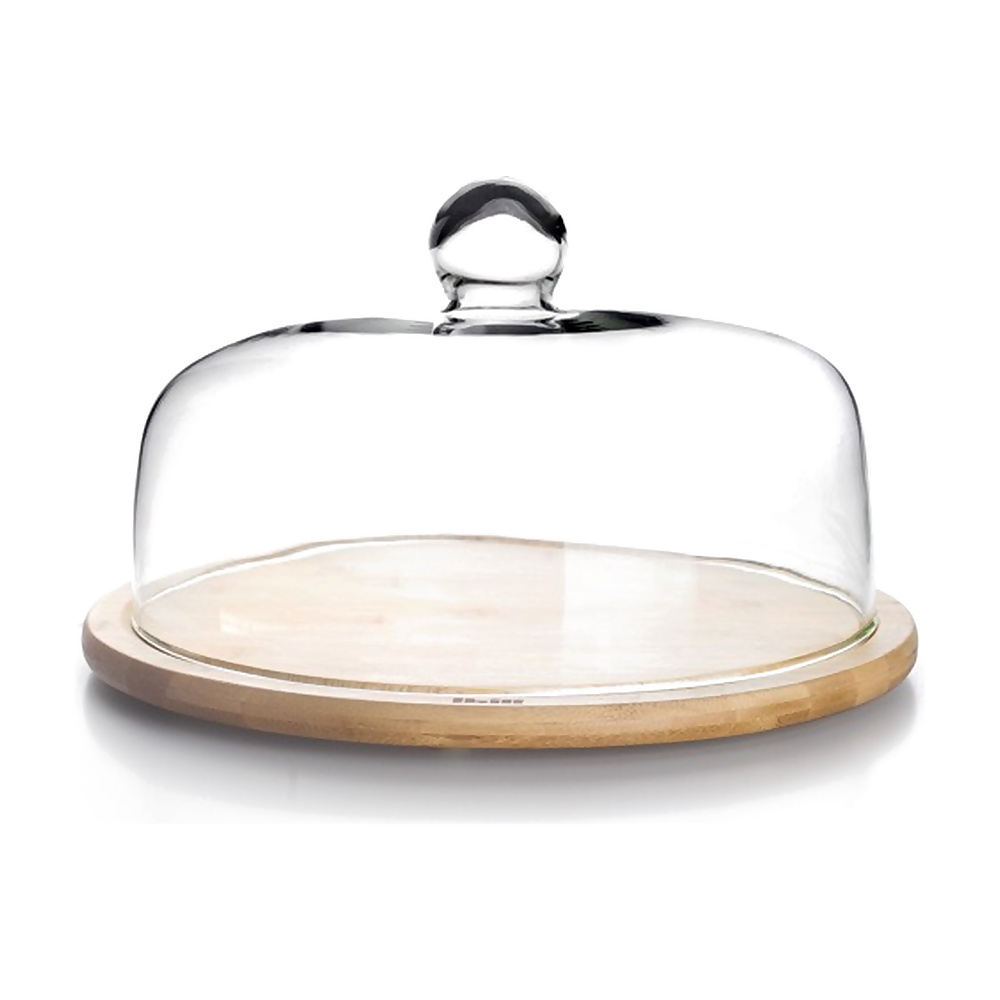 [273336] TAPA DE CRISTAL CON BASE DE MADERA 30 CM 715530