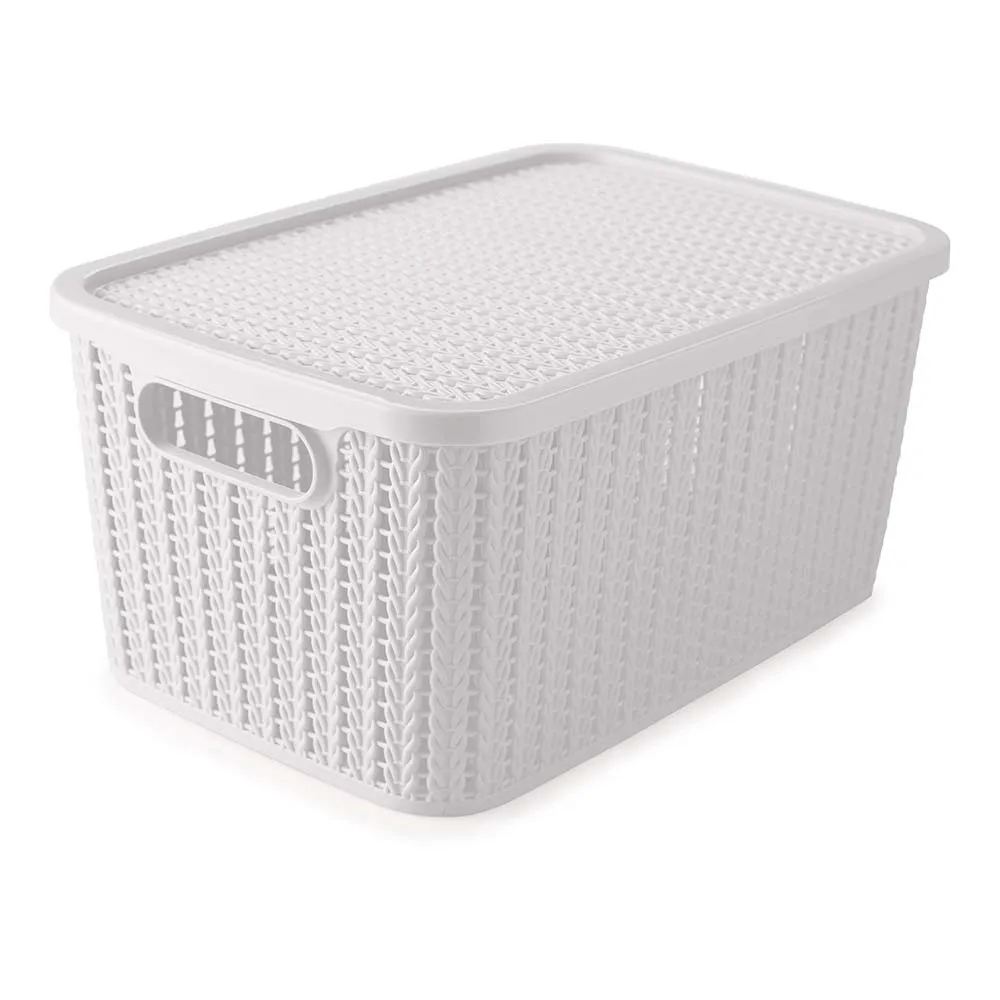 [250872] CAJA TRAMA CON TAPA 14L BLANCO 8649