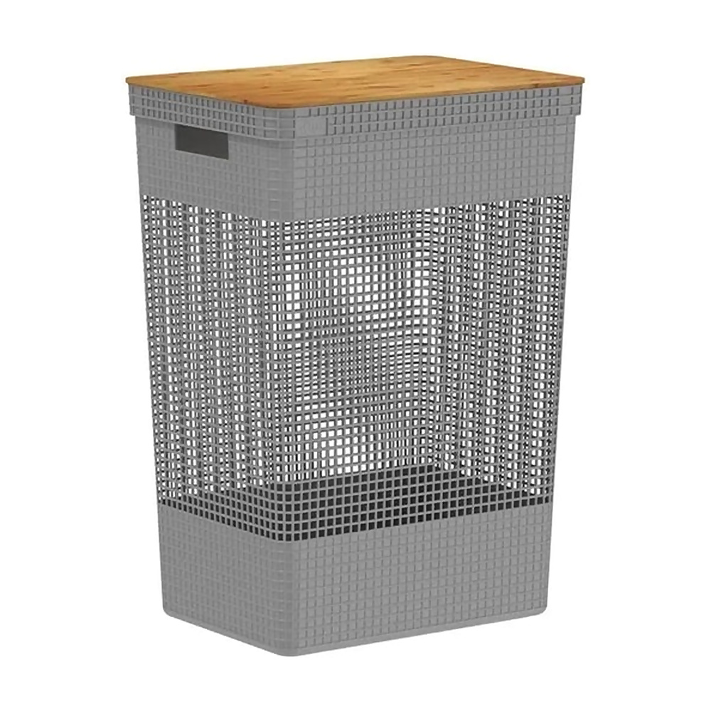 CESTA DE ROPAS GRID CON TAPA DE BAMBU CG455CHF