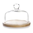 TAPA CRISTAL BASE MADERA 18 CM 715518