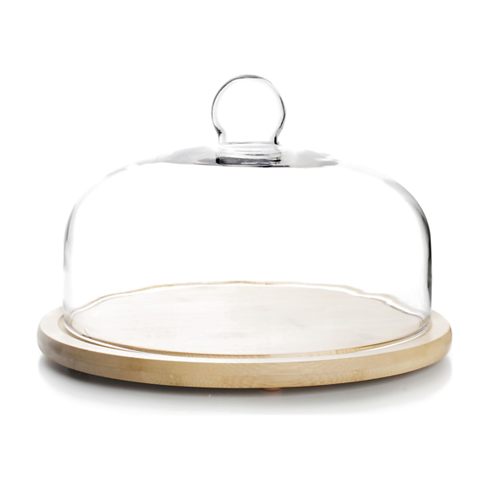 [273335] TAPA DE CRISTAL CON BASE DE MADERA 26 CM 715526