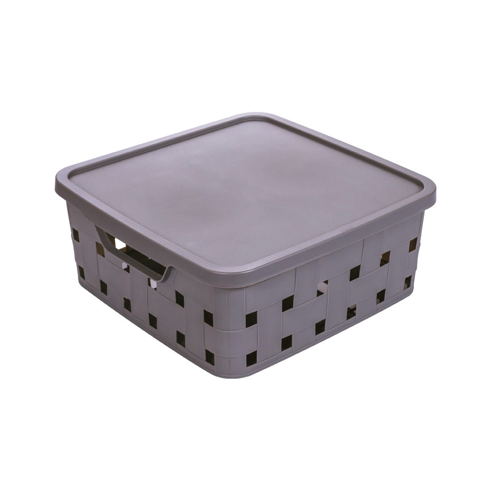 CAJA CON TAPA 11L TRENZA GRIS 15026