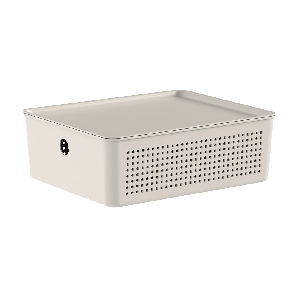 CESTO FLOW CON TAPA 27X22X10 BEIGE CFW305BGF