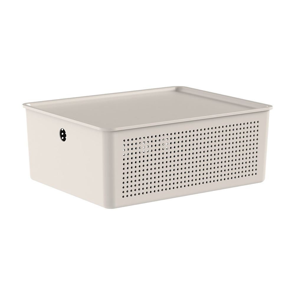 [268216] CESTO FLOW CON TAPA 34X27X14 BEIGE CFW455BGF