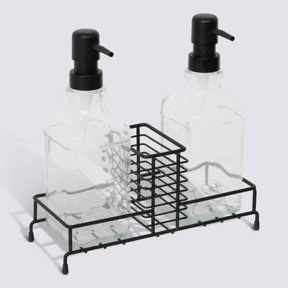 [271915] DISPENSADOR JABON LIQUIDO+PLATO NEGRO ED 190253