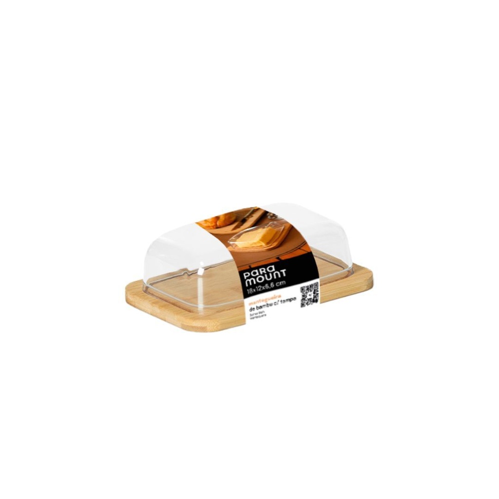 [232589] PLATO DE MANTEQUILLA DE BAMBÚ CON TAPA 18X12 2653