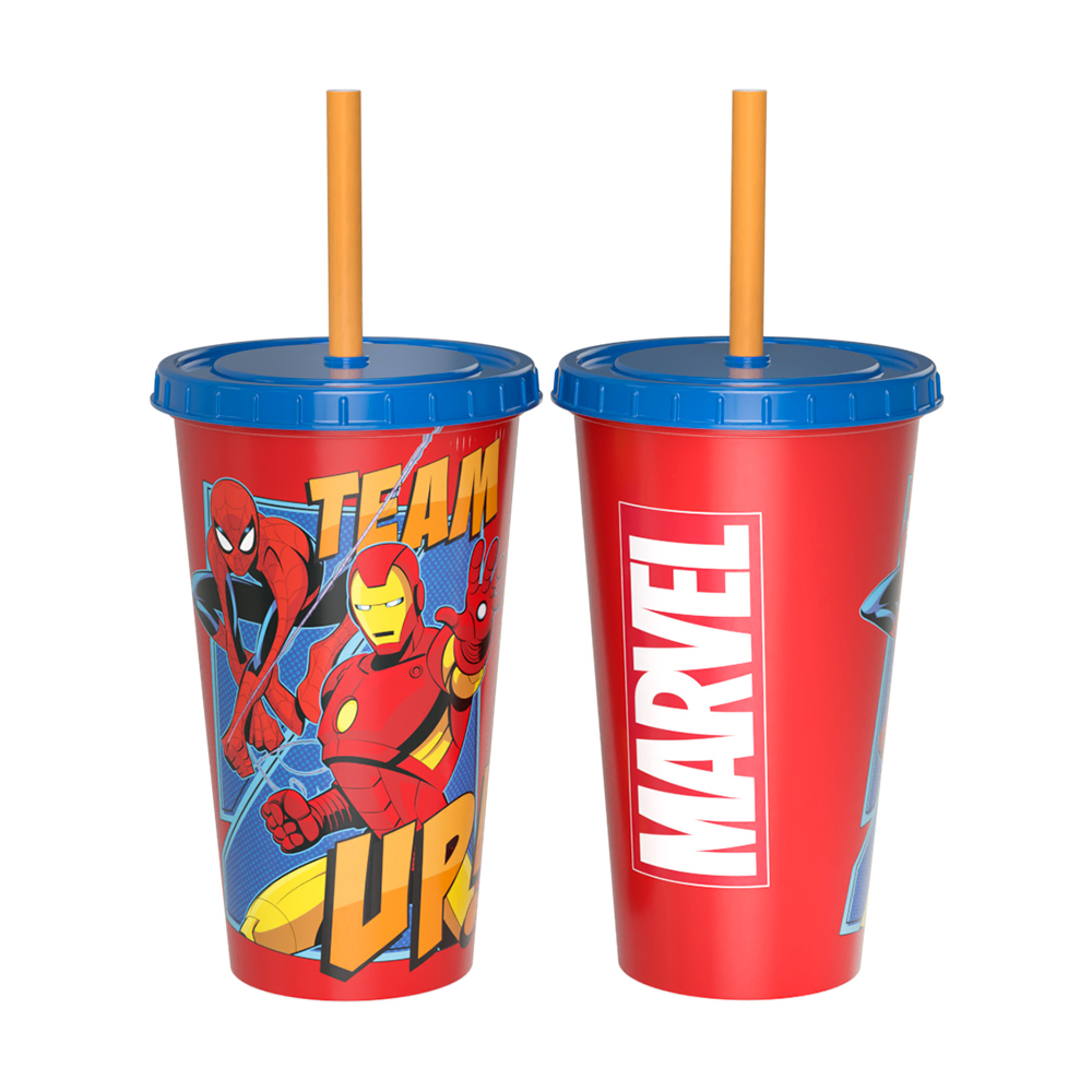 [234679] VASO CON PAJITA Y PIN 500ML CAPITAN AMERICA