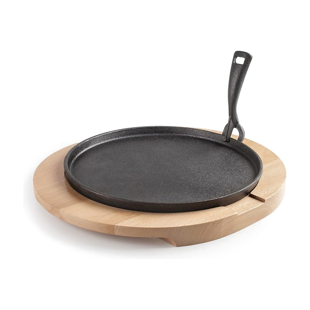 [239785] PLATO HIERRO FUNDIDO + BASE MADERA 26 CM 627026