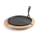 PLATO HIERRO FUNDIDO + BASE MADERA 26 CM 627026