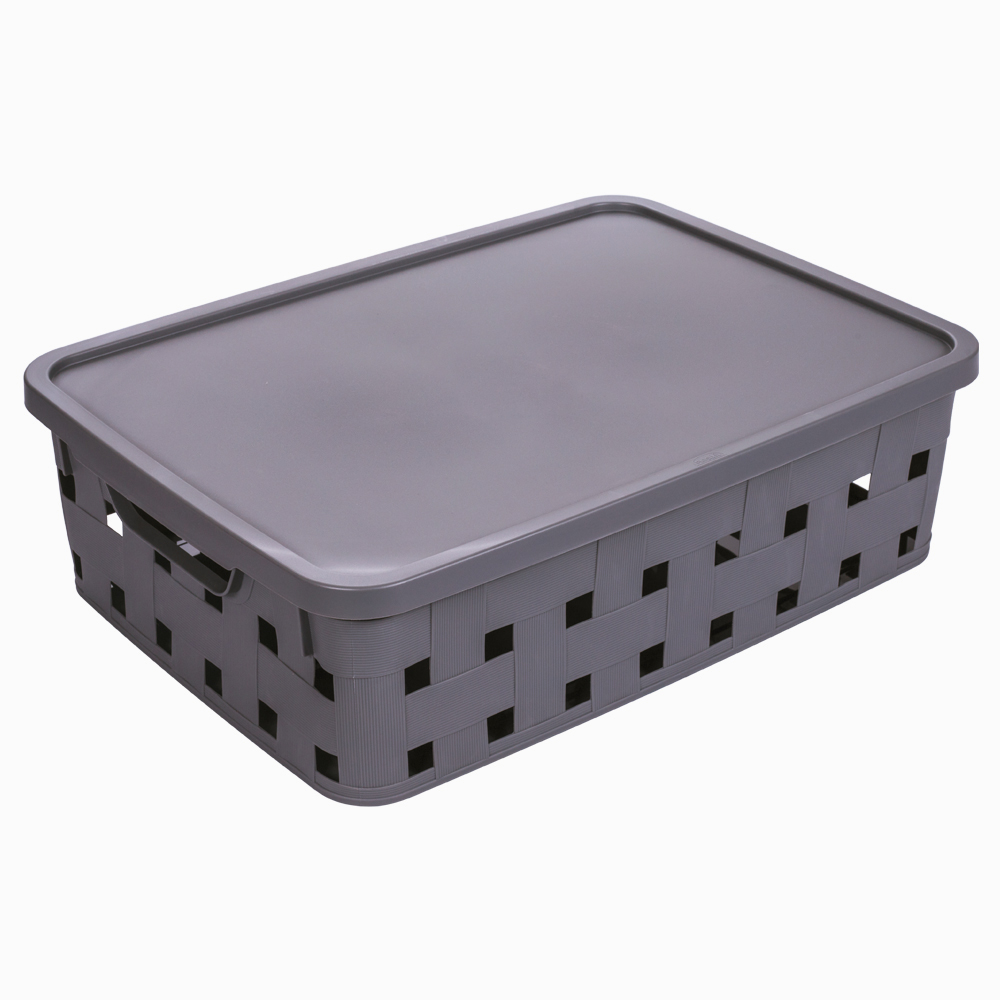 [250803] CAJA CON TAPA 15L TRENZA GRIS 15030