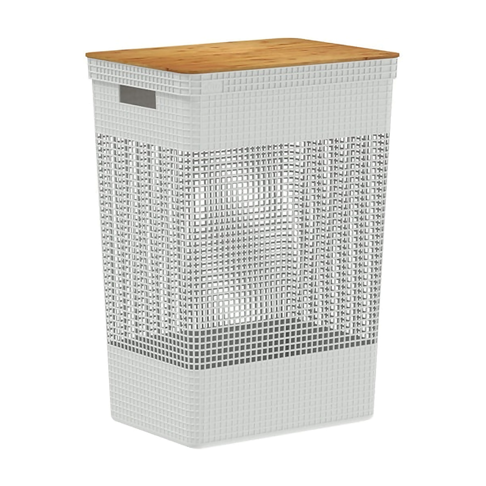 CESTA DE ROPAS GRID CON TAPA DE BAMBU CG455BCOF