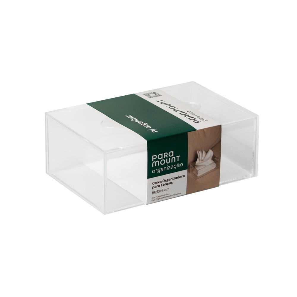 CAJA ORG PARA PAÑUELOS 19X13X7 CM CRISTAL 3315