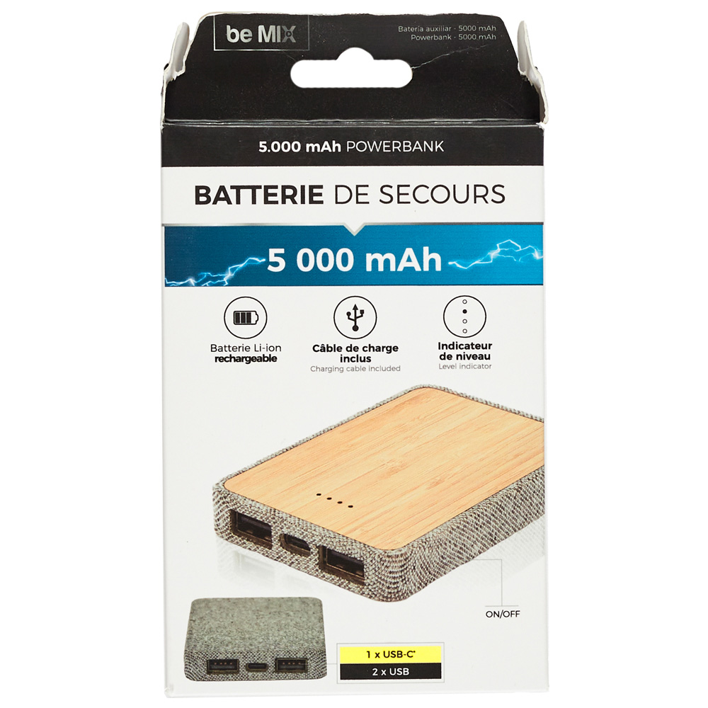 BATERIA DE RESPALDO MADERA Y TELA 5000MAH HT0029