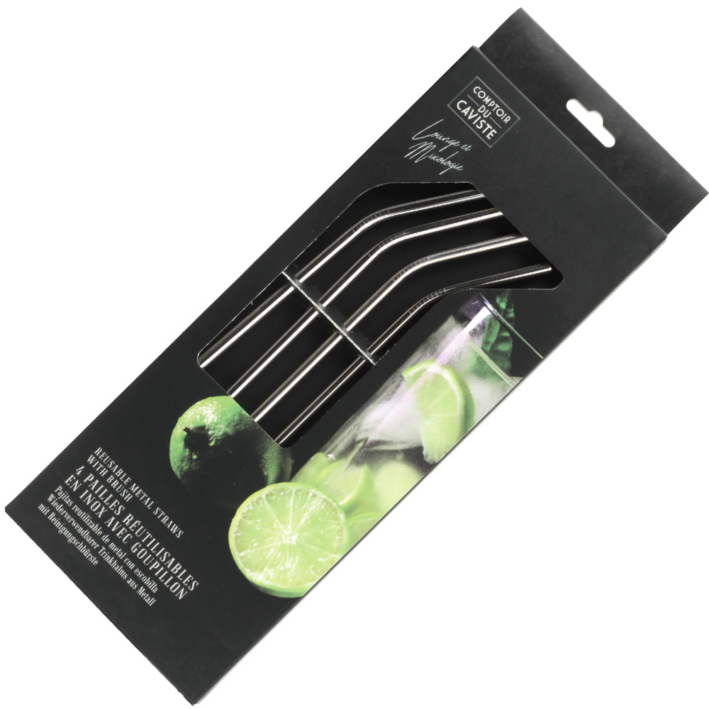 PAJITA ACERO INOXIDABLE X4 CON CEPILLO KV7270
