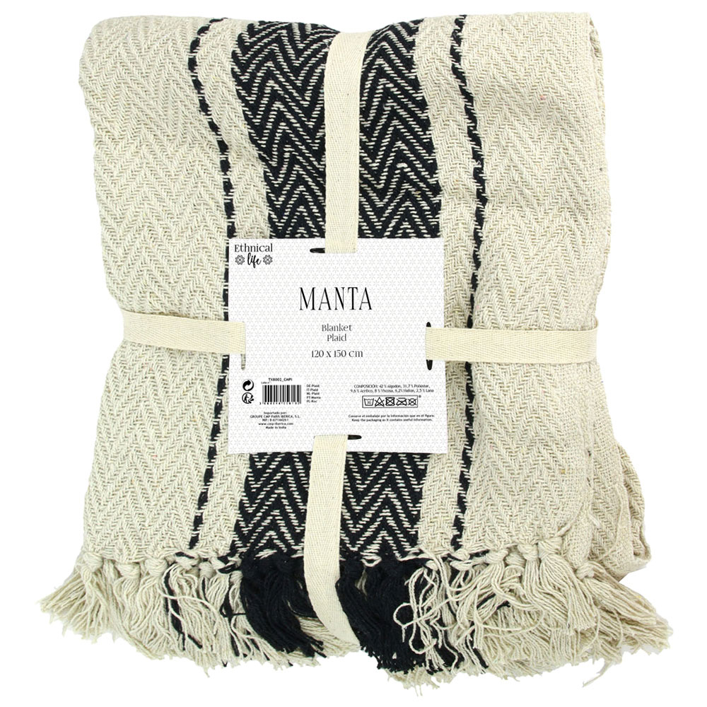 [278293] MANTA A RAYAS BERBER 120X150CM M6 TX8002