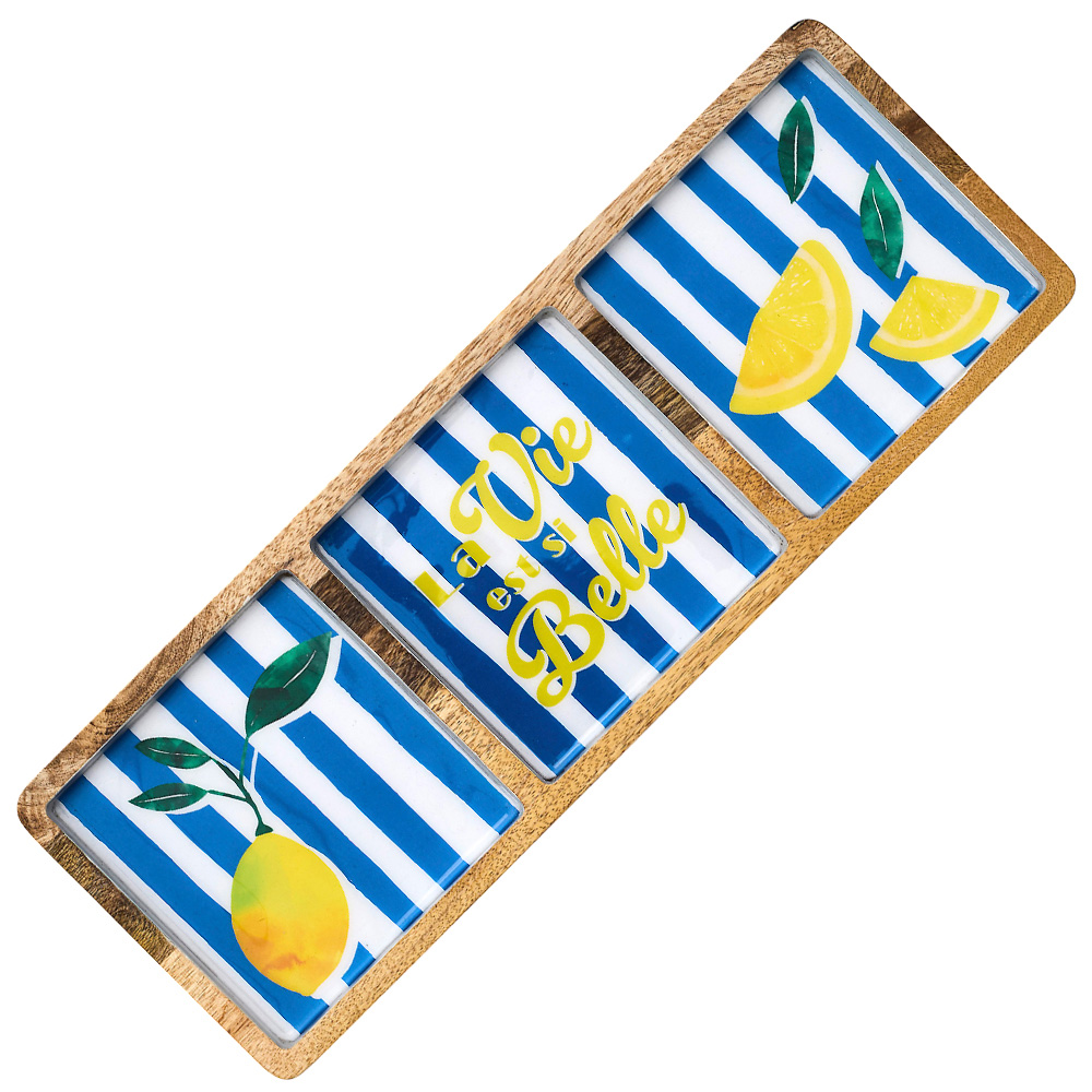 [278087] TABLA MADERA MANGO AZUL COMPARTIMENTOS KA0818