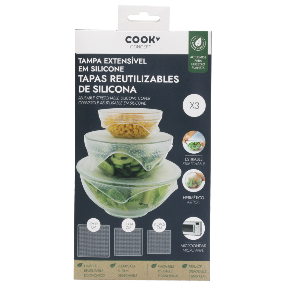 TAPA CUADRADA EXTENSIBLE SILICONA SET 3 KB6031