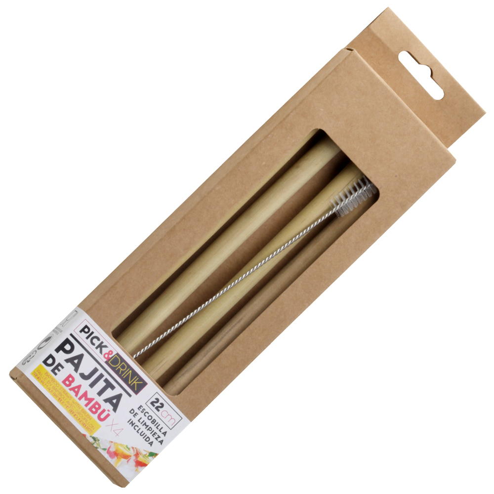[278356] PAJITAS DE BAMBU SET DE 4 KV7271