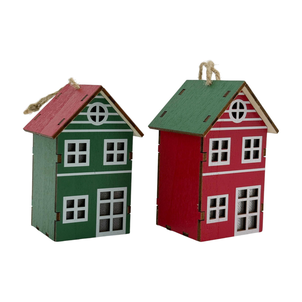 CASAS COLGANTES CON LUZ 2 PIEZAS 130-0500275B