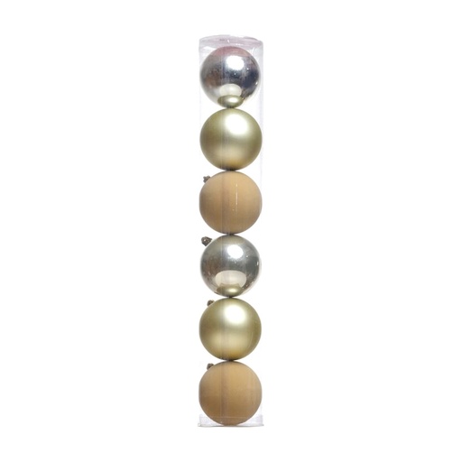 [281937] JUEGO 6 ESFERAS 8CM FELPA CHAMPAÑA 831-239-2531CG