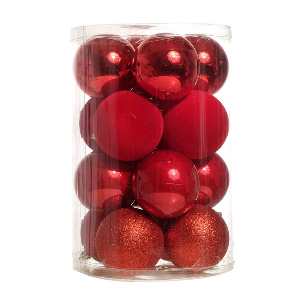 JUEGO 16 ESFERAS 8CM CILINDRO ROJO 831-239-2546R