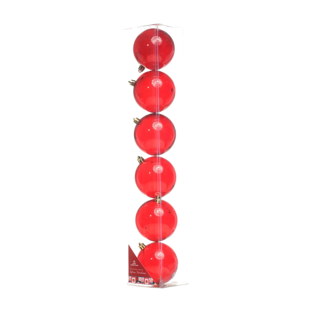 JUEGO 6 ESFERAS 8CM CAJA PVC ROJO 831-239-2453Z24