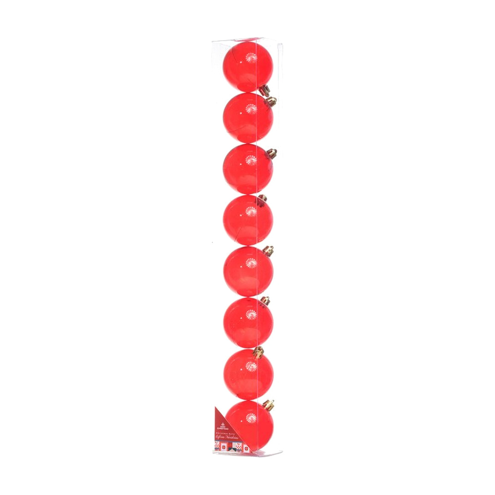 JUEGO 8 ESFERAS 6CM CAJA PVC ROJO 831-239-2454R