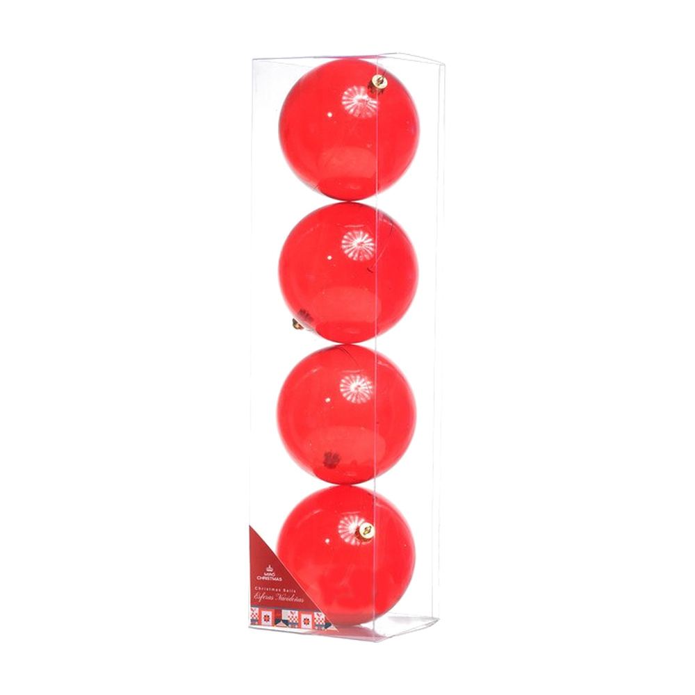 JUEGO 4 ESFERAS 10 CM CAJA PVC ROJO 831-239-2452R