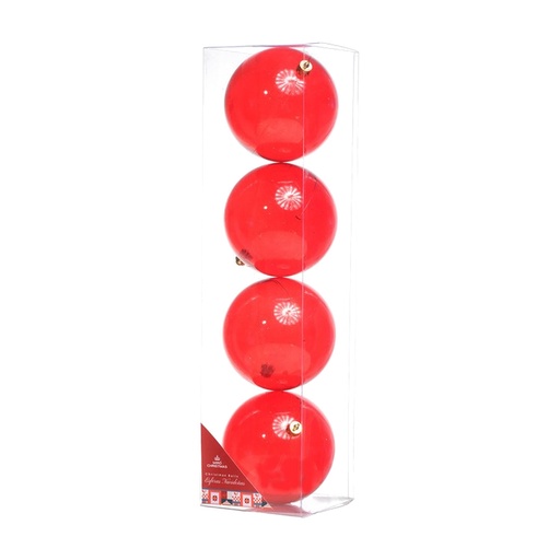 [281943] JUEGO 4 ESFERAS 10 CM CAJA PVC ROJO 831-239-2452R