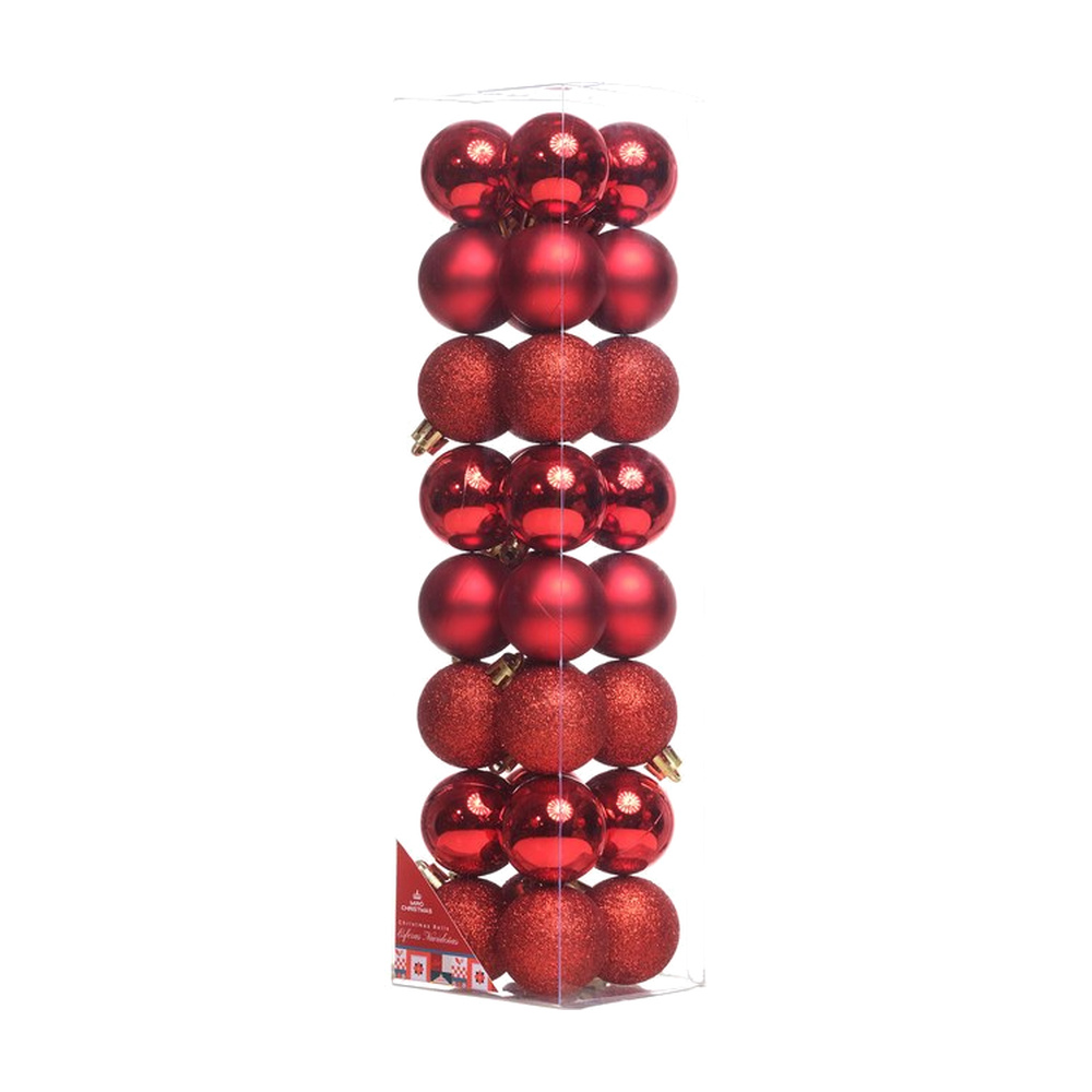 JUEGO 32 ESFERAS 4CM ROJO BRILLO MATE 831-XB002R